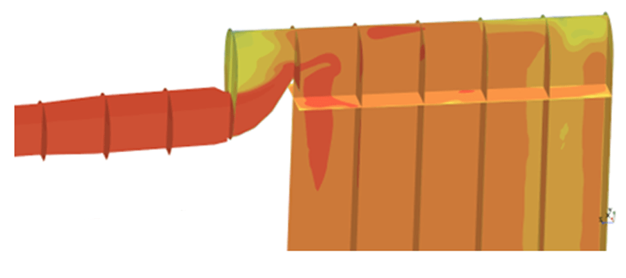 Plot showing the temperature within the region of measurement used for incinerator CFD analysis 